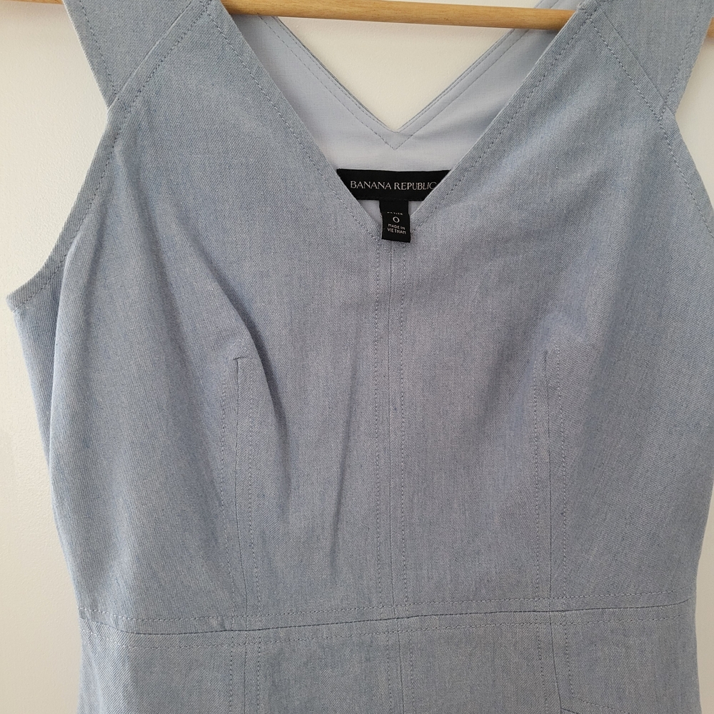 Banana Republic Chambray Blue V-Neck Dress